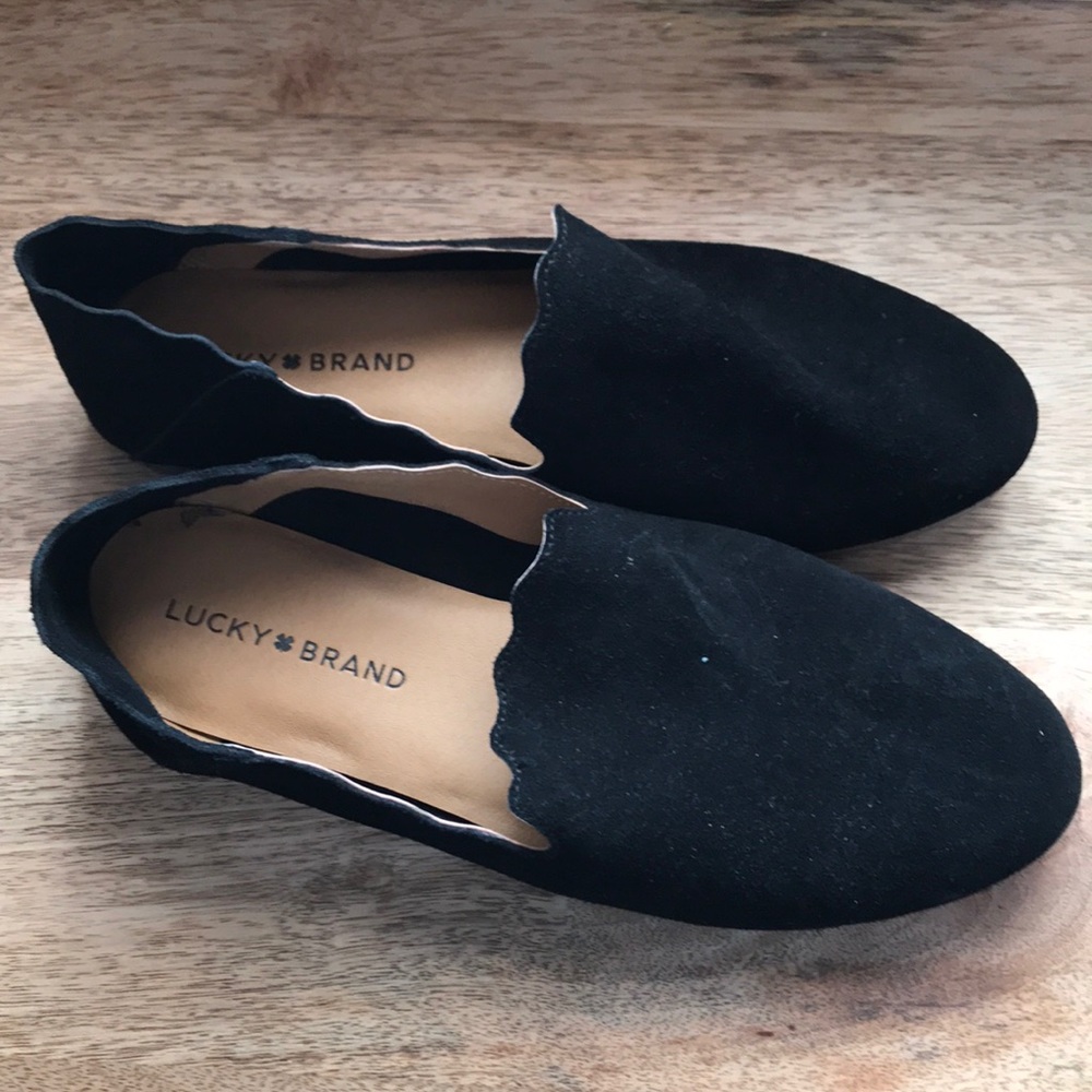 Black Scalloped Slip Ons